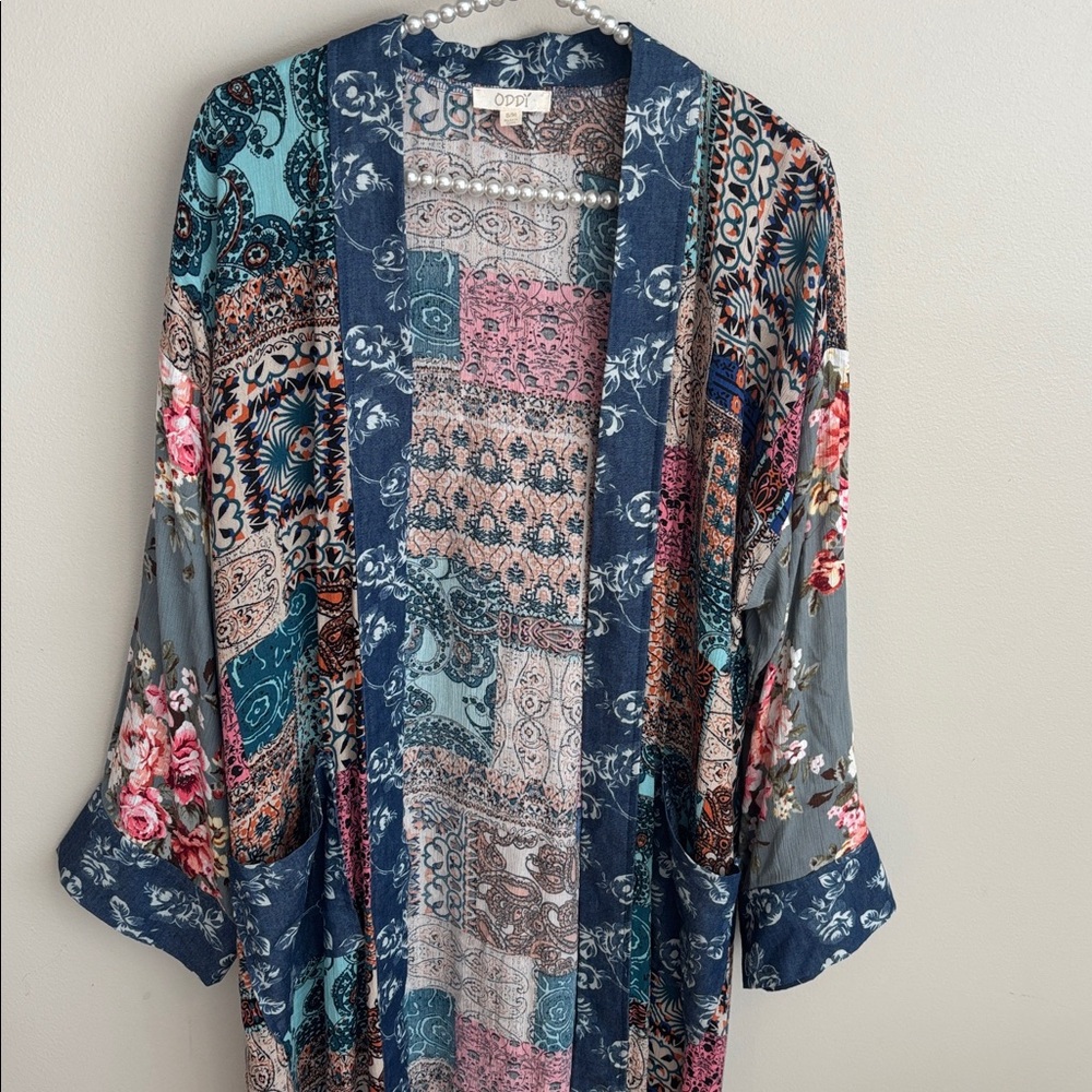 Oddy Size Small/Medium Colorful Patchwork Long Ki… - image 3